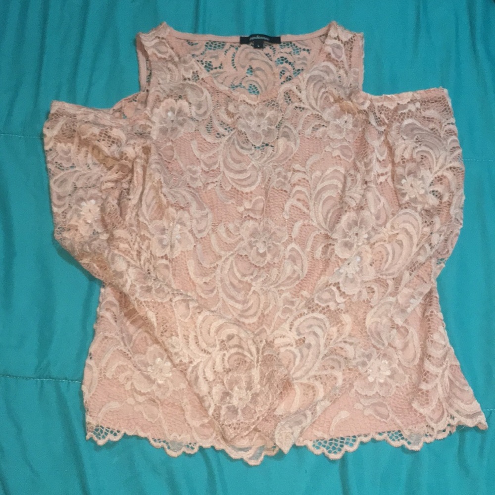 Blush pink lace crop top